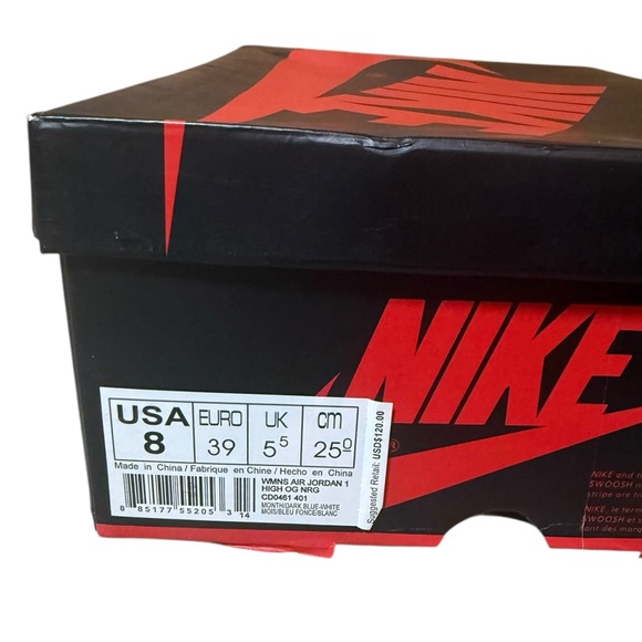 Air Jordan 1 High OG UNC Patent Women’s 8 Blue Obsidian Retro Sneaker - Picture 3 of 13